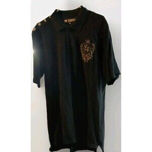 Ecko Unltd Men's Polo Shirt Size XL Black Gold White Embroidered Logo Y2K EUC